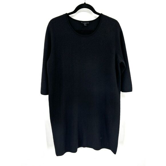 COS Women's Black 100% Wool Long Sleeve Boxy Oversized Tunic Shift Dress Small - Picture 1 of 8